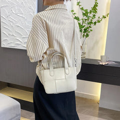 Leather Weave Square Shoulder Bag for Women