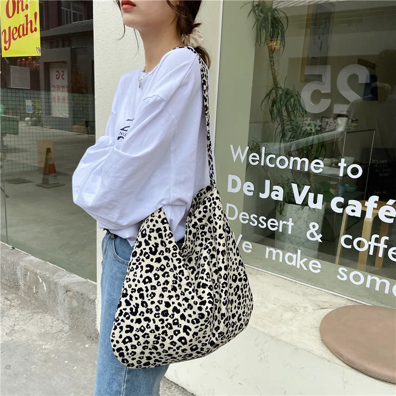Leopard Print Messenger Bag for Women Vintage Casual Tote Handbags