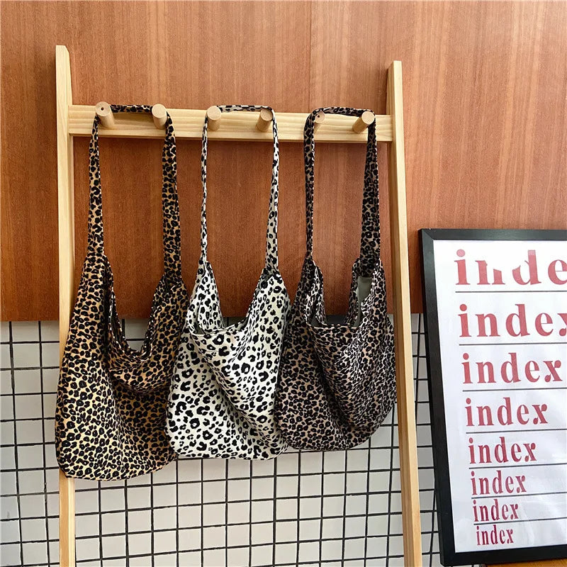 Leopard Print Messenger Bag for Women Vintage Casual Tote Handbags