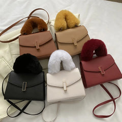 Plush Handle Women's Crossbody Bag Purse Small Handbag