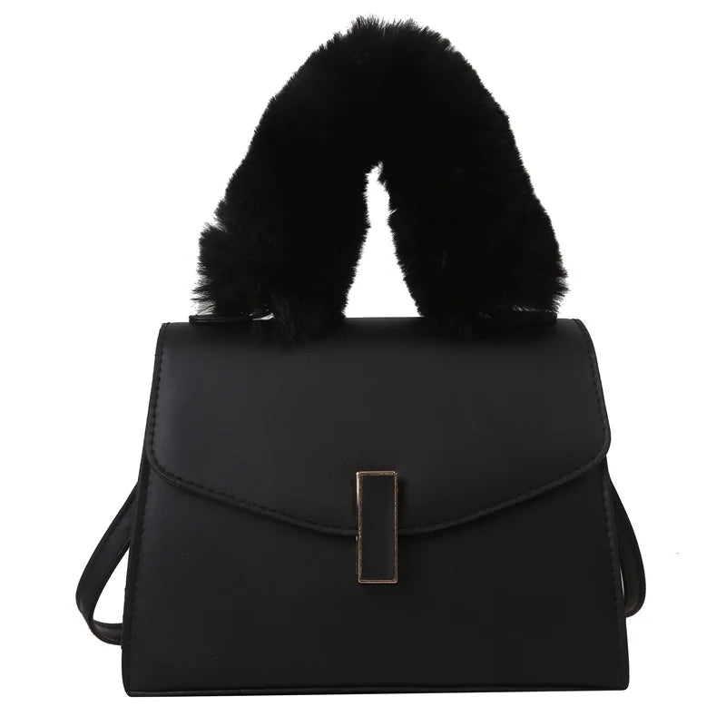 Plush Handle Women's Crossbody Bag Purse Small Handbag