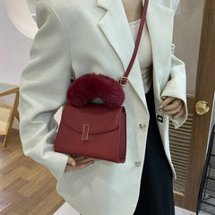 Plush Handle Women's Crossbody Bag Purse Small Handbag