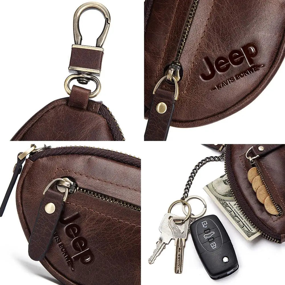 Men's Leather Car Keys Wallet Holder Organizer Keychain Purse