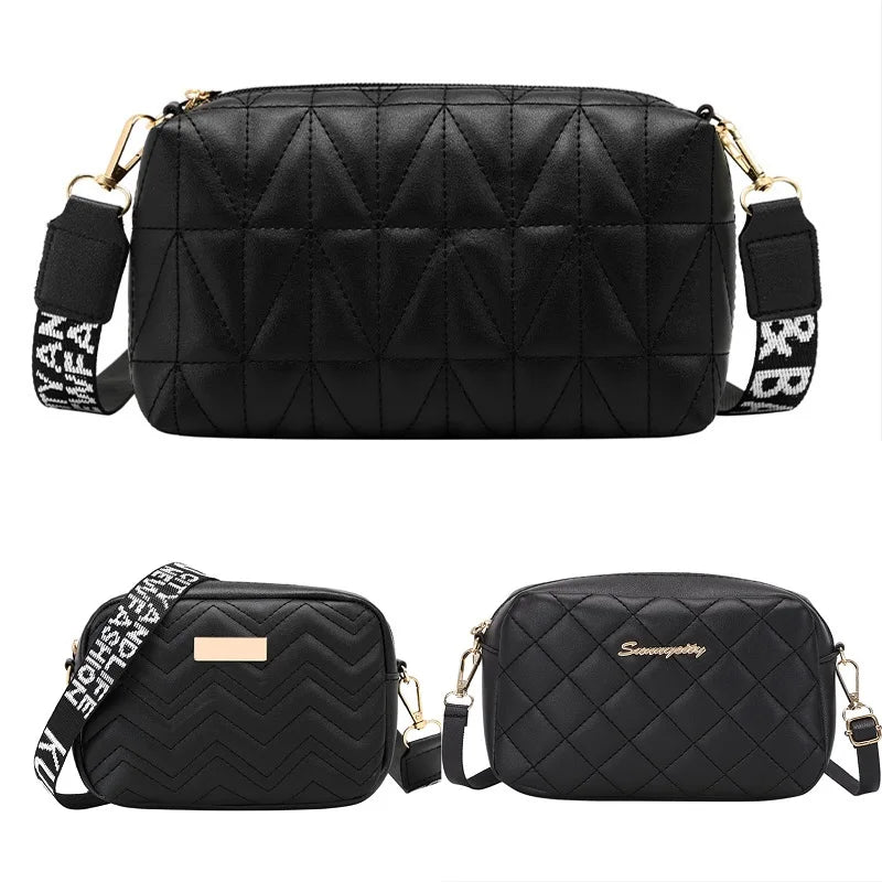 Lingge Embroidery Camera Crossbody Bag for Women