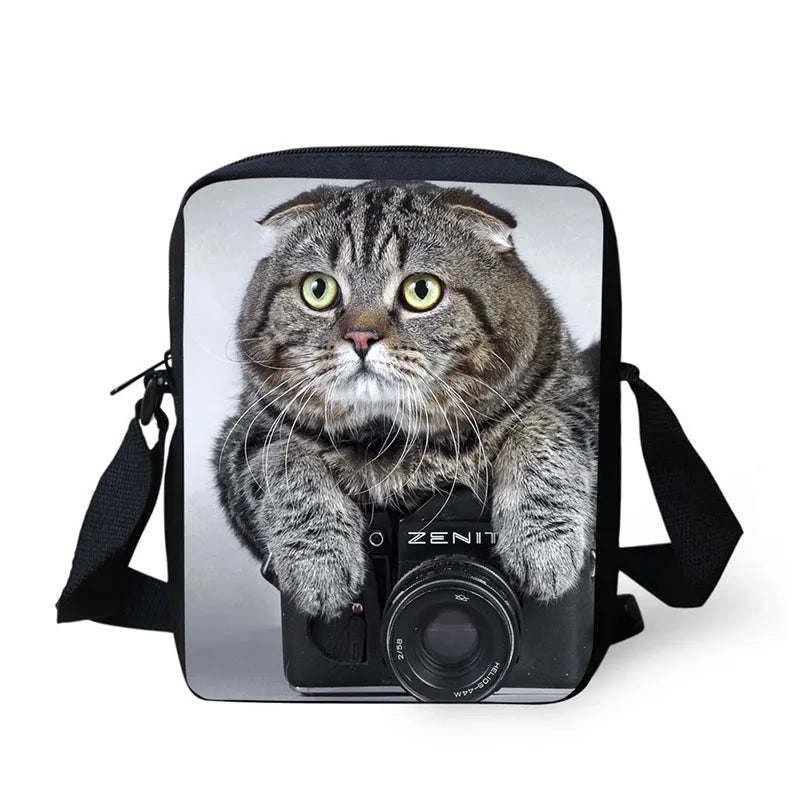 Pet Cat Printing Crossbody Bag for Children