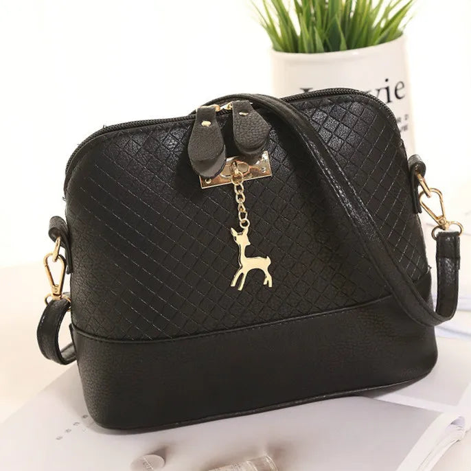 Small Messenger Crossbody Bag Ladies Zipper Handbags Shoulder Bags with Deer Toy