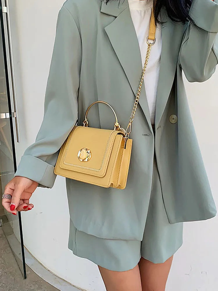 Top Handle Women's Bag Solid Shoulder Crossbody Bags Pu Leather Handbag