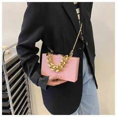 Small Box Thick Chain Shoulder Bag Acrylic PVC Chain Women Handbag