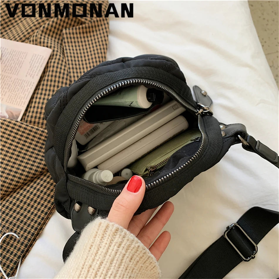 Nylon Quilted Crossbody Bag for Women - Winter Handbag Trend