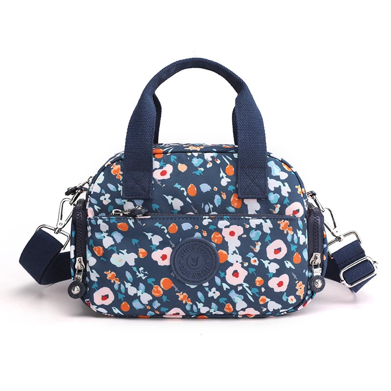 Nylon Women Shoulder Bag Floral Print Messenger Crossbody Purse