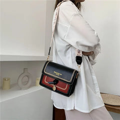 Panelled Flap Bag PU Leather Shoulder Bags for Women