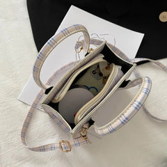 Plaid Pattern PU Leather Crossbody Bag for Women - Summer Shoulder Handbag