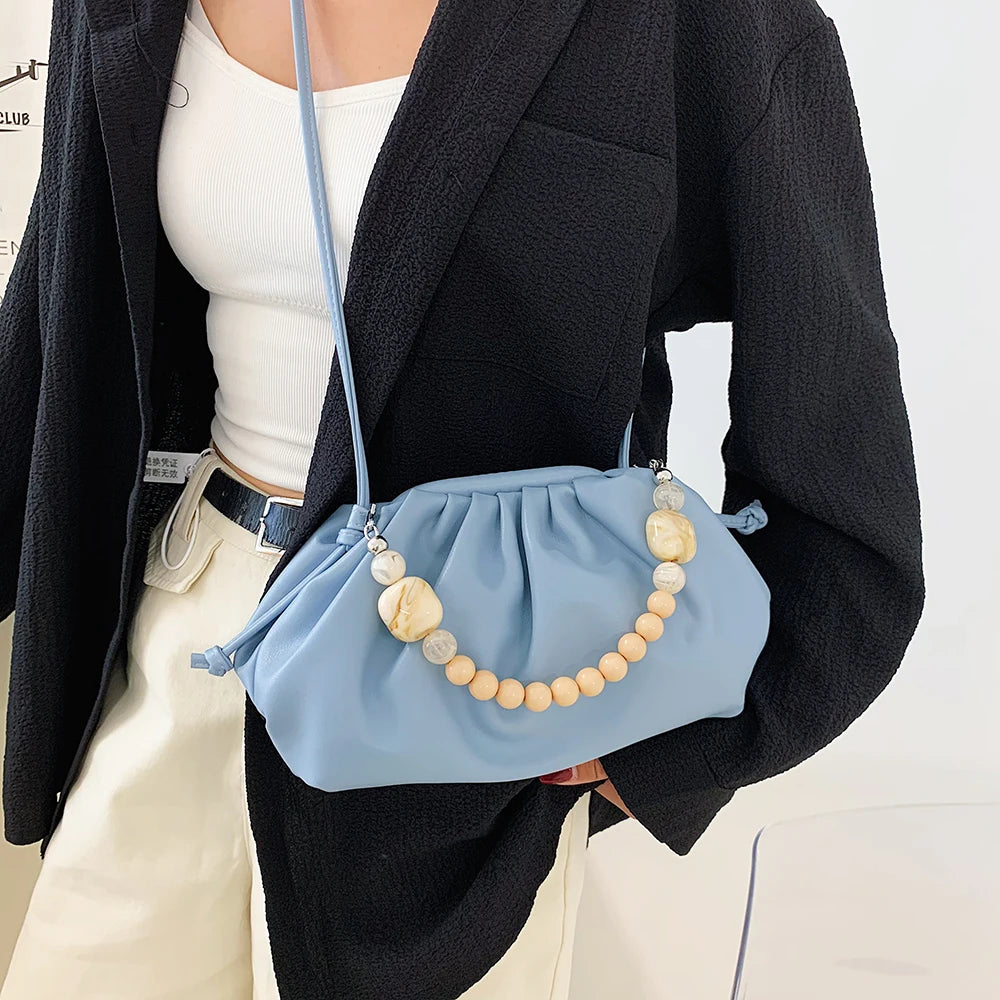 Pleated Women's Shoulder Bag Crossbody Chain Handbag
