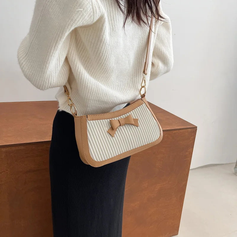 Pleated Crossbody Bags for Women Bow-knot Tote Handbags