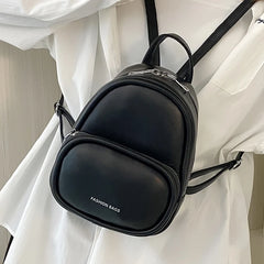 Small Pu Leather Casual Backpacks Portable All Match Pure Mini Bag