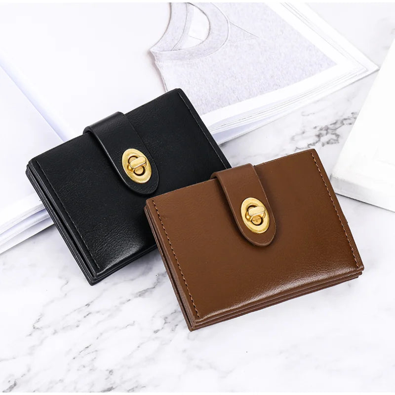 Small Purse Female Short Style Pure Color High-end Student Ins Multi-card Thin
