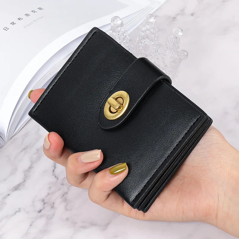Small Purse Female Short Style Pure Color High-end Student Ins Multi-card Thin