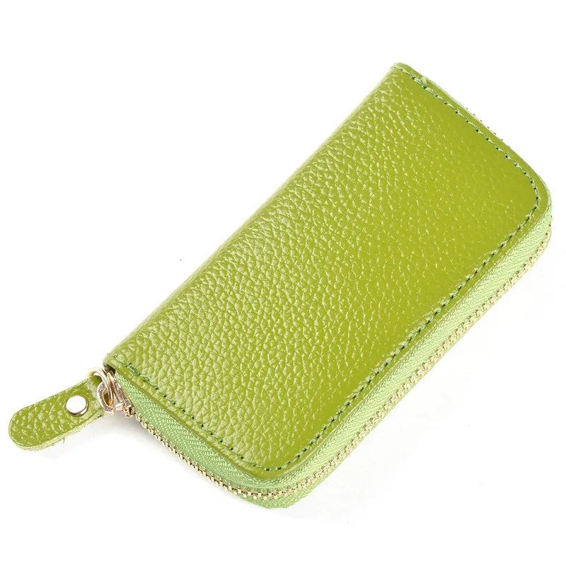 10 Colors Option Split Cow Leather Zipper Pocket Keys Case Holder Bag