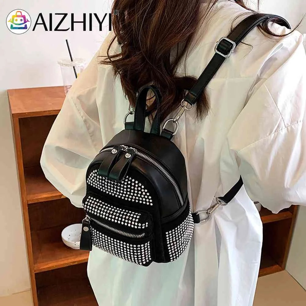Small Rhinestone Backpack Crystal Shoulder School Bag