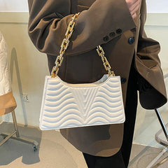 Rhombus Women's PU Leather Shoulder Bag Solid Zipper Handbag