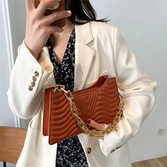 Rhombus Women's PU Leather Shoulder Bag Solid Zipper Handbag