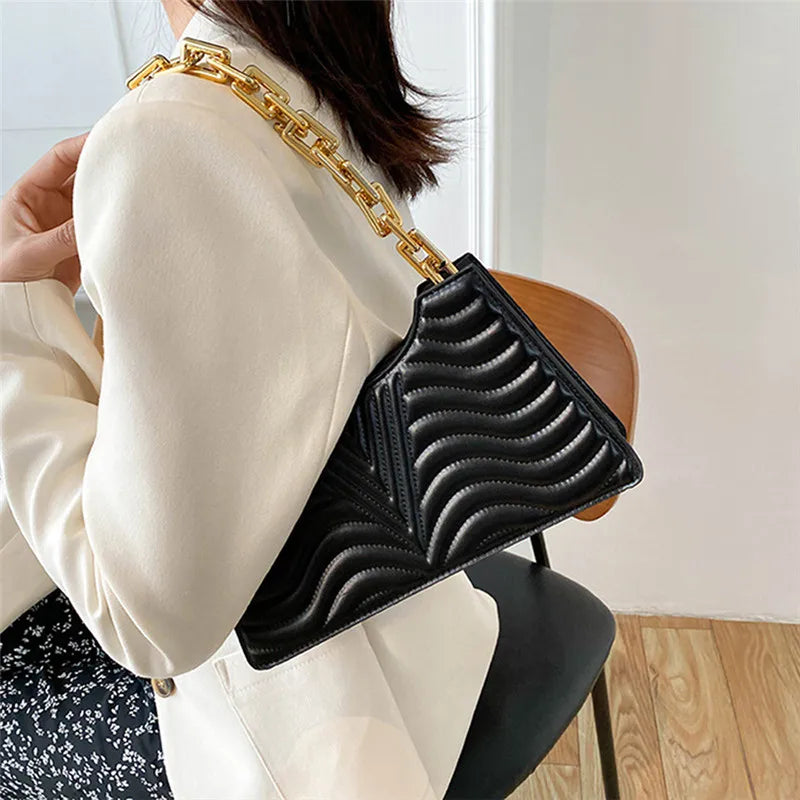 Rhombus Women's PU Leather Shoulder Bag Solid Zipper Handbag