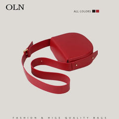 Small Red Leather Shoulder Bag Retro Crossbody Bag Women's Handbag