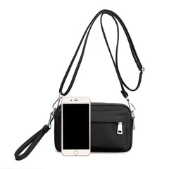 Women's Solid Nylon Shoulder Bag Waterproof Crossbody Soft Zipper Clutch Sac