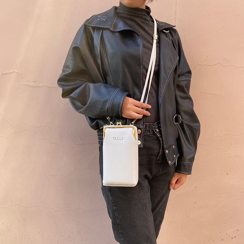 Soft Leather Cell Phone Bag Ladies Crossbody Bag Purse Mini Sac
