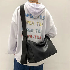 Retro PU Leather Messenger Bag Japanese Style Shoulder Bag for Men and Women
