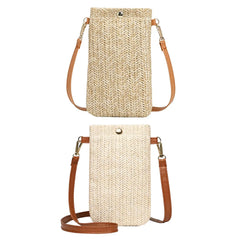 Summer Beach Rattan Shoulder Bag with Adjustable Strap