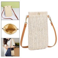 Summer Beach Rattan Shoulder Bag with Adjustable Strap