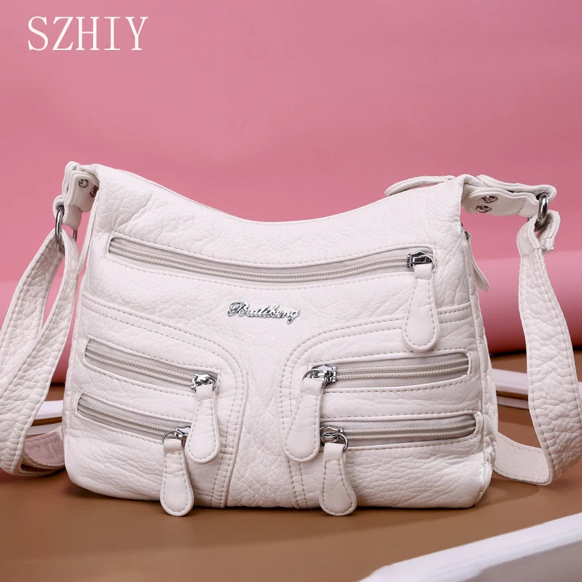 Small Soft Shoulder Bag Casual Women Bag Leather Crossbody Adjustable