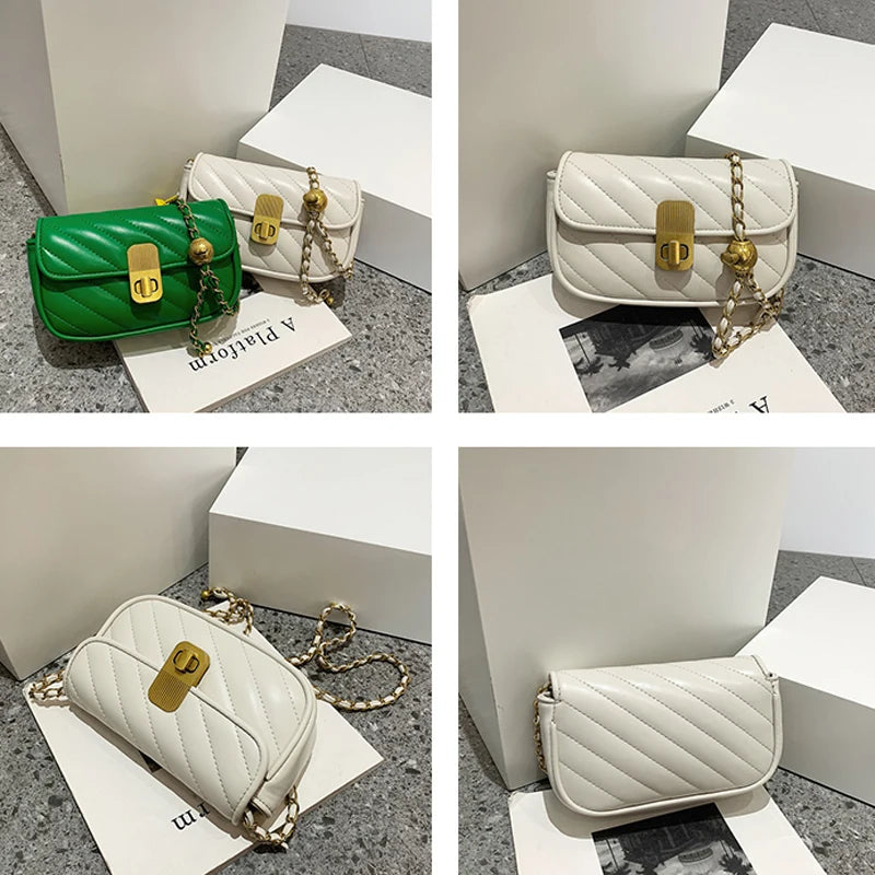 Small Crossbody Bag Chains Strap Mini Women Shoulder Bag Sheepskin Leather Purse