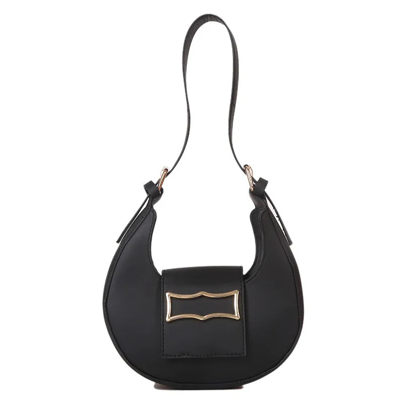 Solid PU Leather Saddle Bag for Women