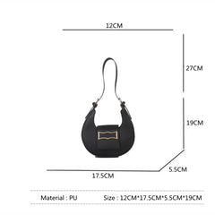 Solid PU Leather Saddle Bag for Women