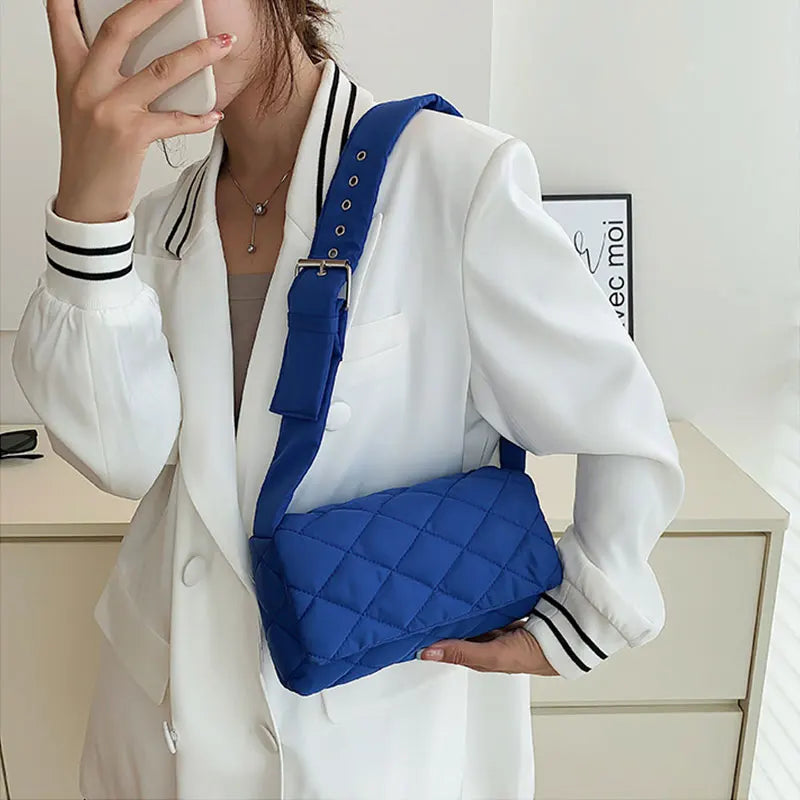 Solid Nylon Shoulder Crossbody Bag for Women
