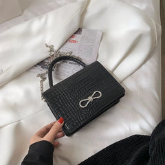 Crocodile Pattern Small Square PU Leather Crossbody Bag