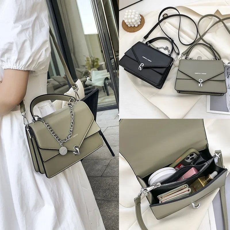 Small Square Handbag Tote Pu Leather Shoulder Crossbody Bag