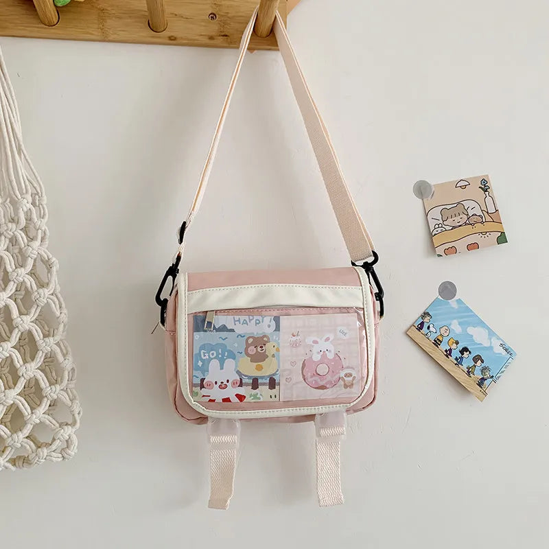 Small Square Crossbody Bag Transparent Nylon Shoulder Bag