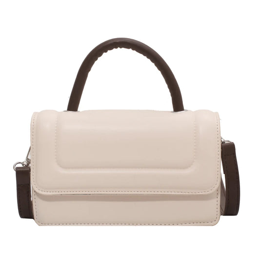 Small Square Crossbody Bag Leather Handbag Vintage Flap Shoulder Bag