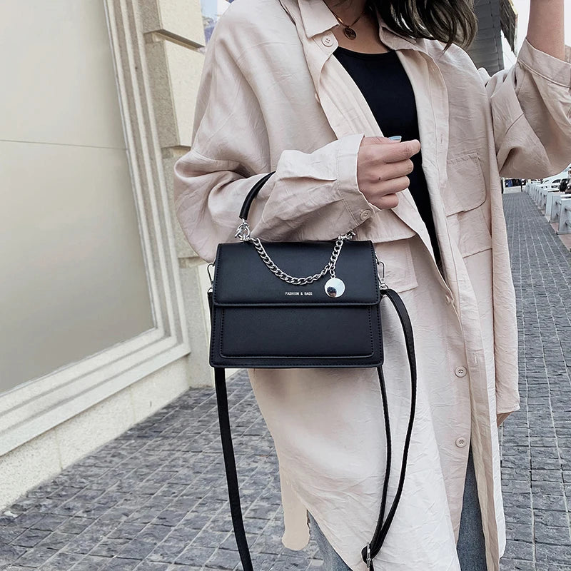 Small Square Satchels Women Bags High Chain Shoulder Bags Top-Handle Purses