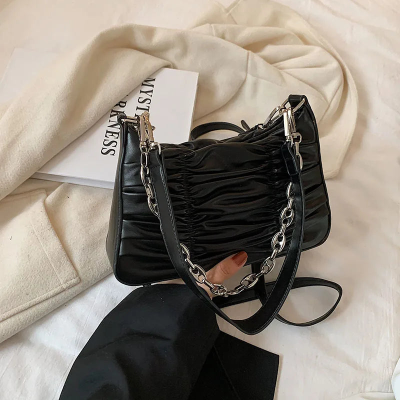 Small Square Shoulder Bags Solid Chain Crossbody Bags for Women