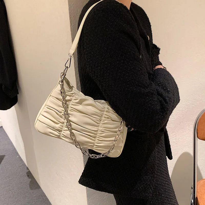 Small Square Shoulder Bags Solid Chain Crossbody Bags for Women