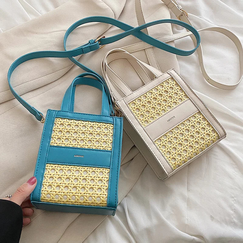 Straw Beach Bag Rattan Woven Shoulder Bag Crossbody Handbag Summer