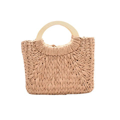 Straw Rattan Tote for Women's Summer Travel Handbag