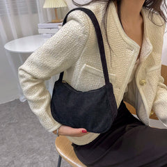 Corduroy Shoulder Bag for Women Top-Handle Handbag