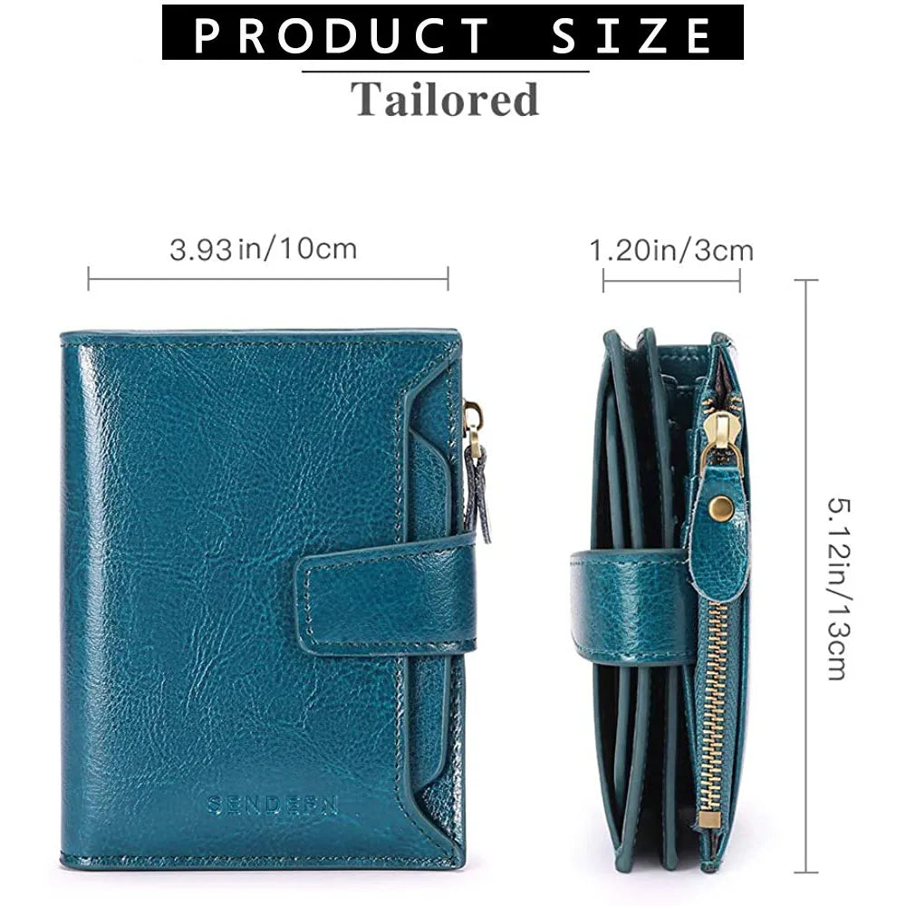 RFID Blocking Womens Leather Bifold Wallet