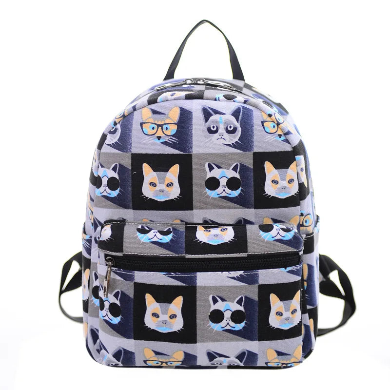 Small Women Canvas Backpack Teenagers Casual Daypack Mini Backpack Girls