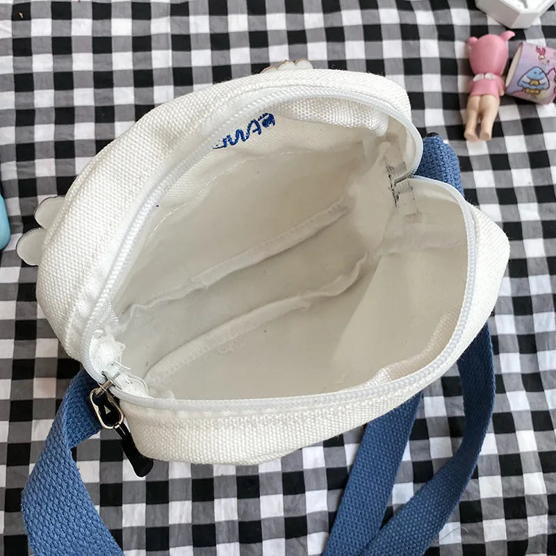 Mini Canvas Shoulder Bag Cartoon Print Crossbody Phone Purse